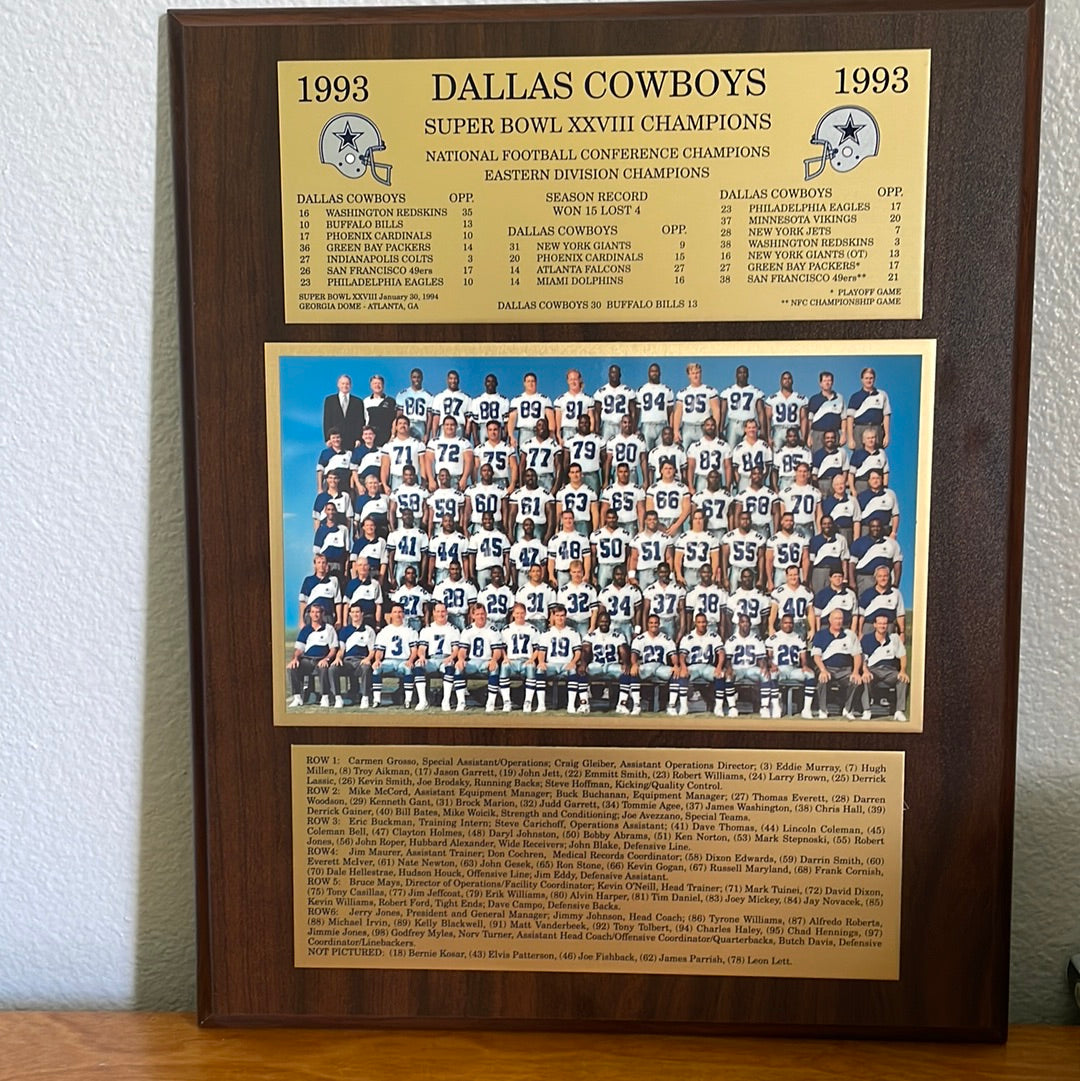 NFL Dallas Cowboys 1993 Super Bowl XXVIII Champions Team Photo Wall Pl –  Mima's shop