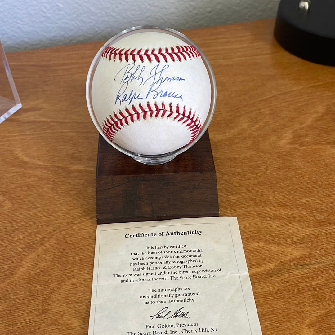 Ralph Branca & Bobby Thomson Autographs baseball ball