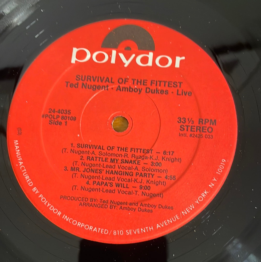 Ted Nugent And The Amboy Duke 1970 Vinyl Record - Survival of the Fittest Live