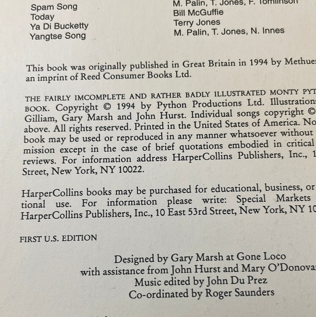 Monty Python Song Book - First Edition in USA