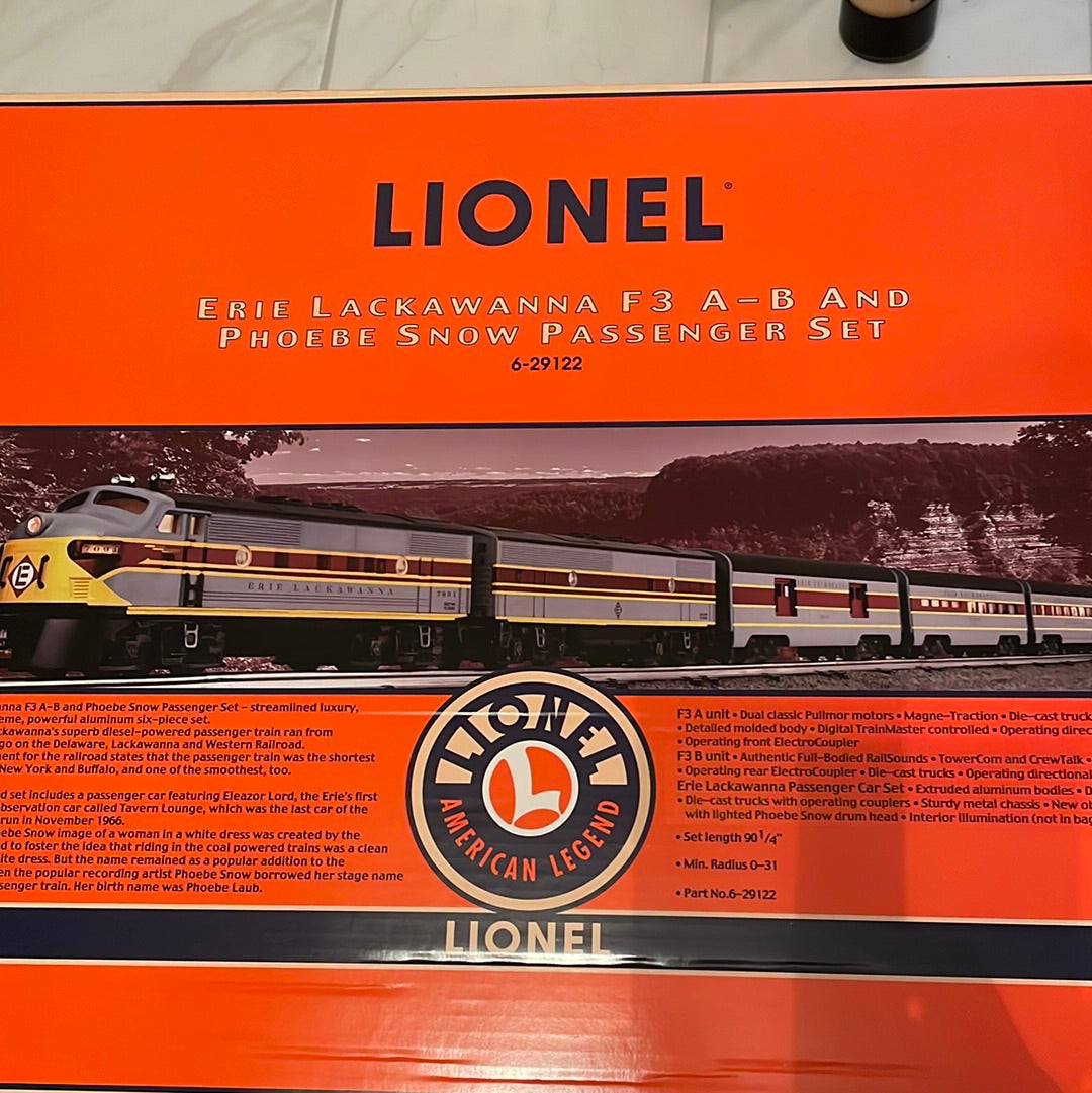 Lionel Erie Lackawanna F3 A - B and Phoebe Snow Passenger Set 6-29122