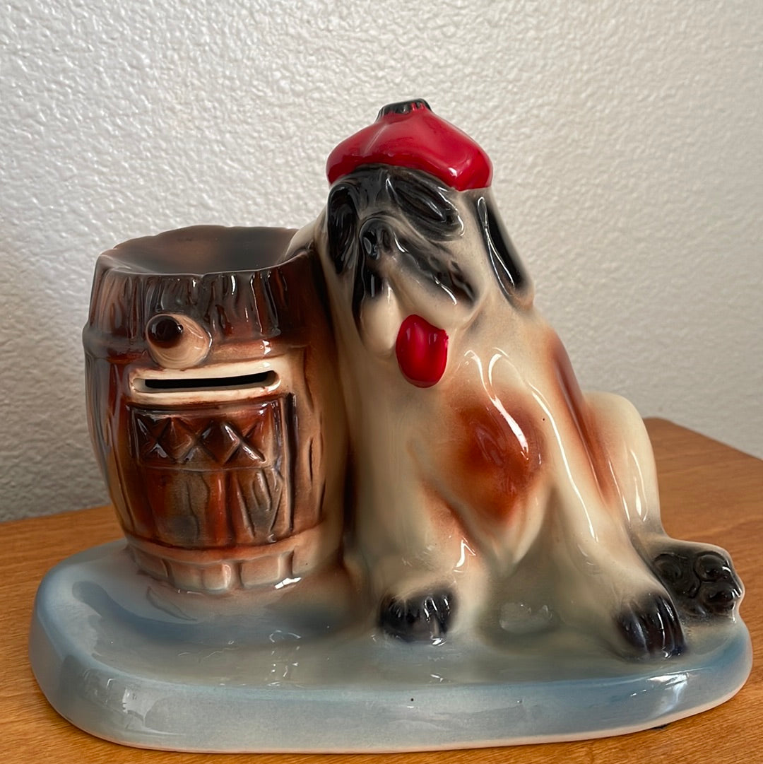 St Bernard Dog - Barrel Coin Bank & Wallet Holder.