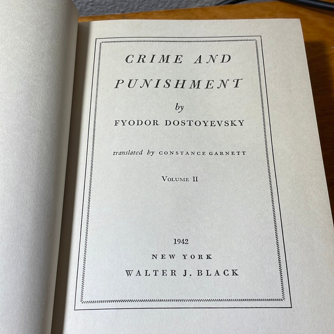 Crime And Punishment - 1942 By Fyodor Dostoyevsky Volume 1 & 2