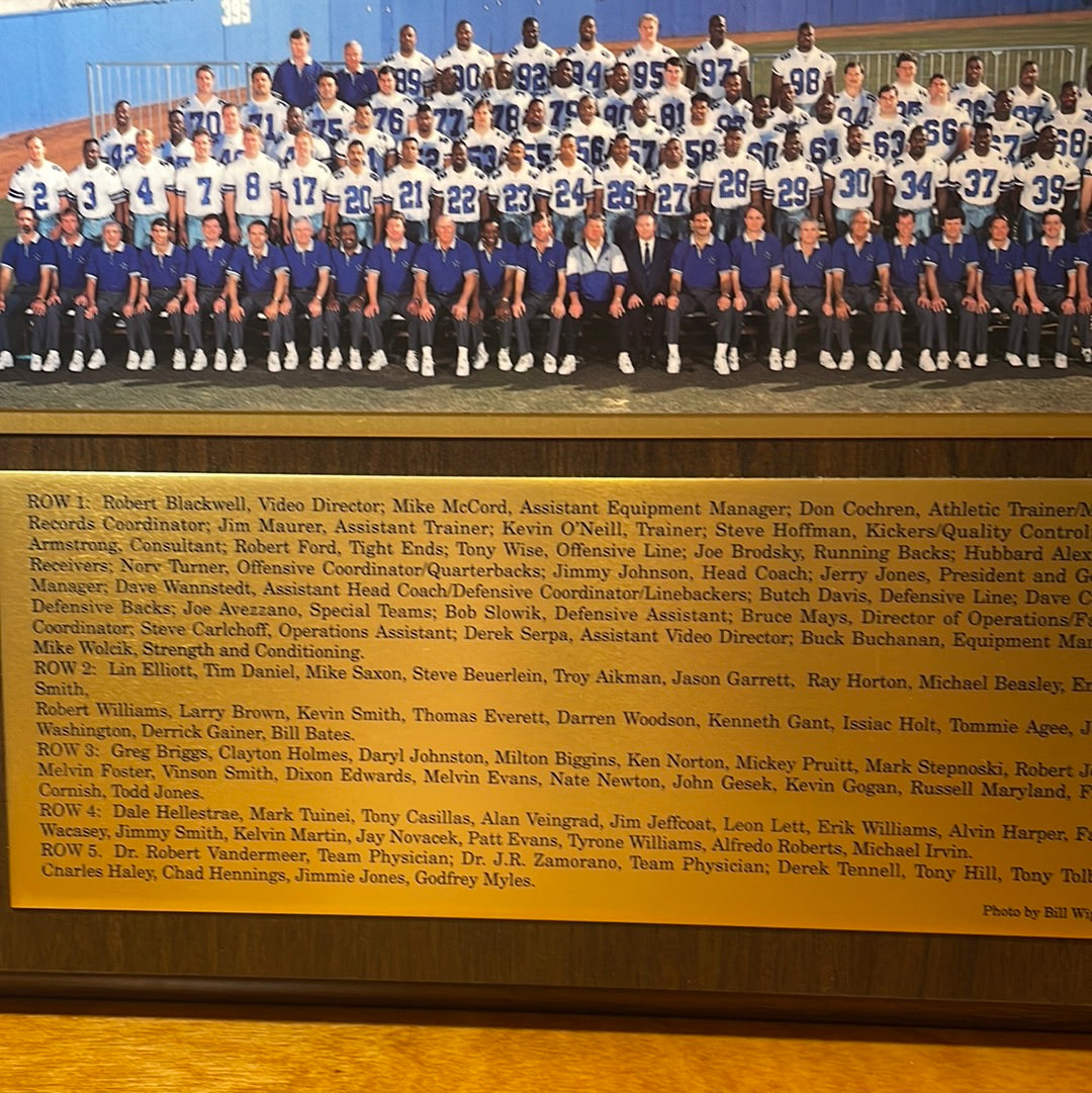 1992 Dallas Cowboys Super Bowl XXVII Champions Plaque