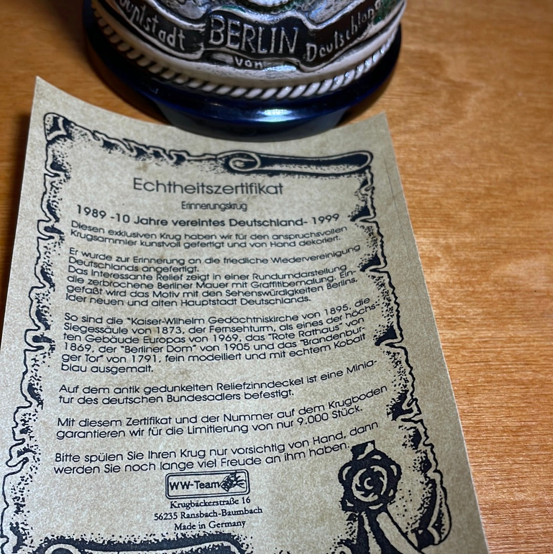1989 Stein - Berlin Echtheitszertifikat