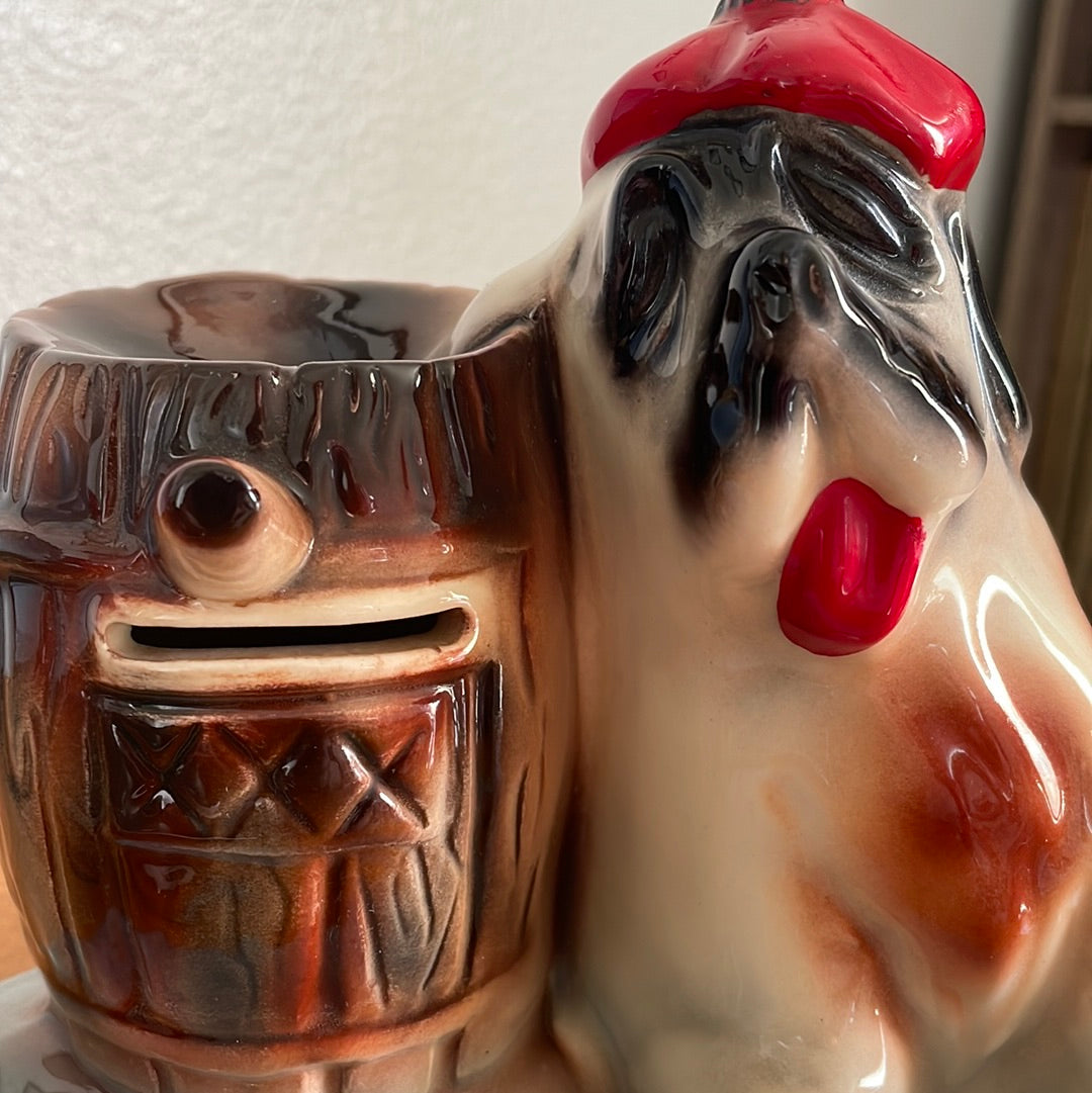 St Bernard Dog - Barrel Coin Bank & Wallet Holder.