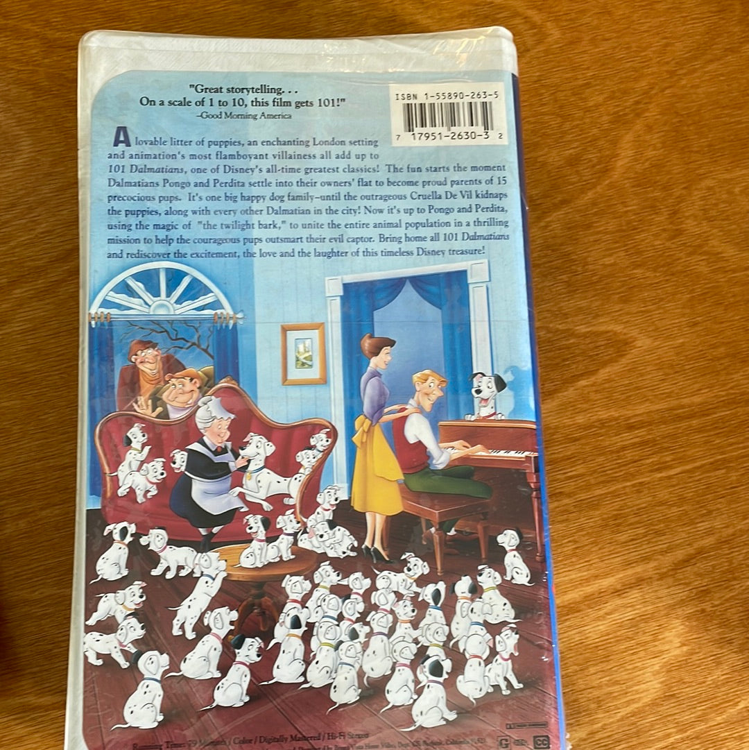 101 Dalmatians VHS # 1263 Black Diamond Edition.