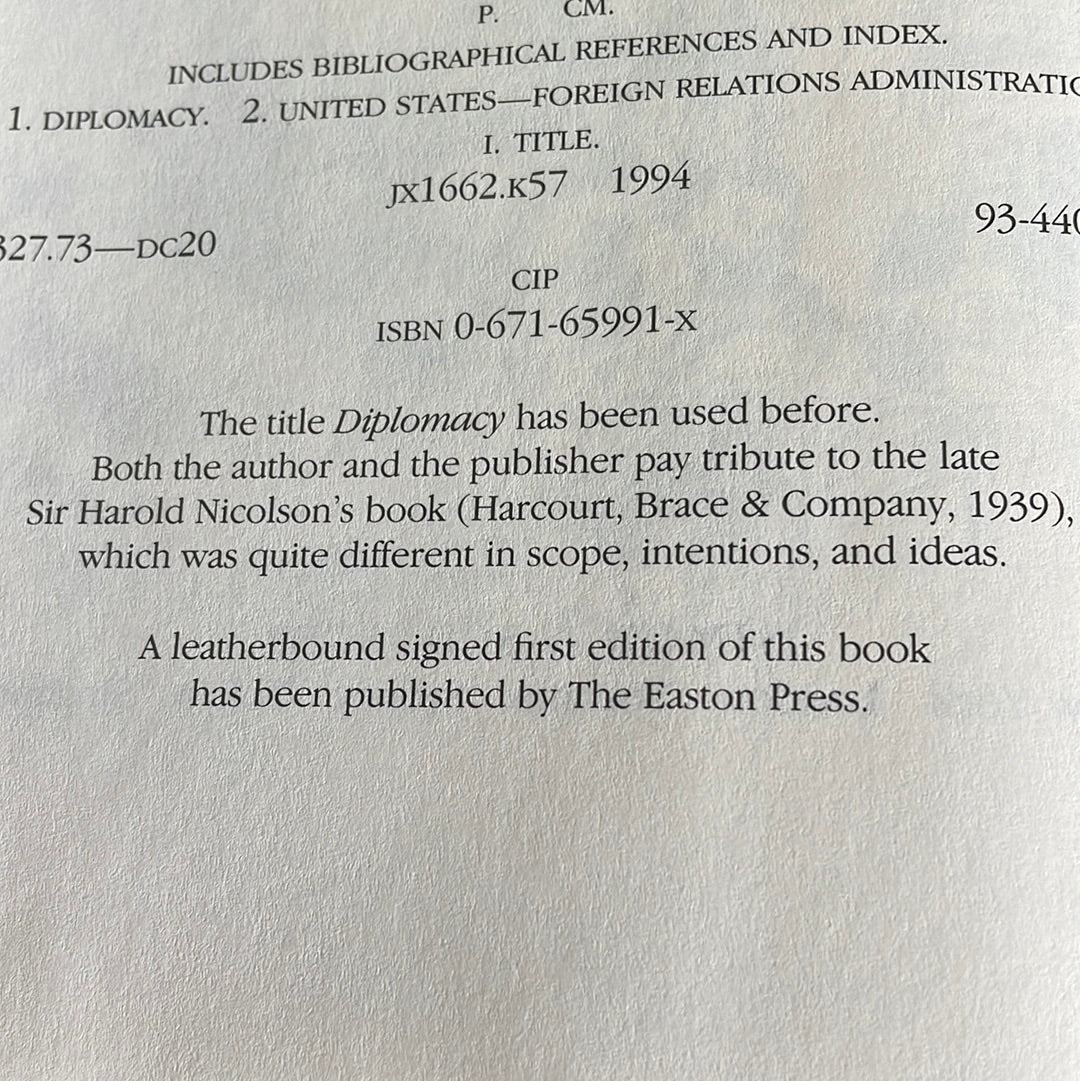 Henry Kissinger Diplomacy First Edition.