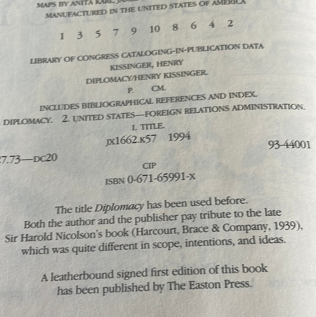 Henry Kissinger Diplomacy First Edition.
