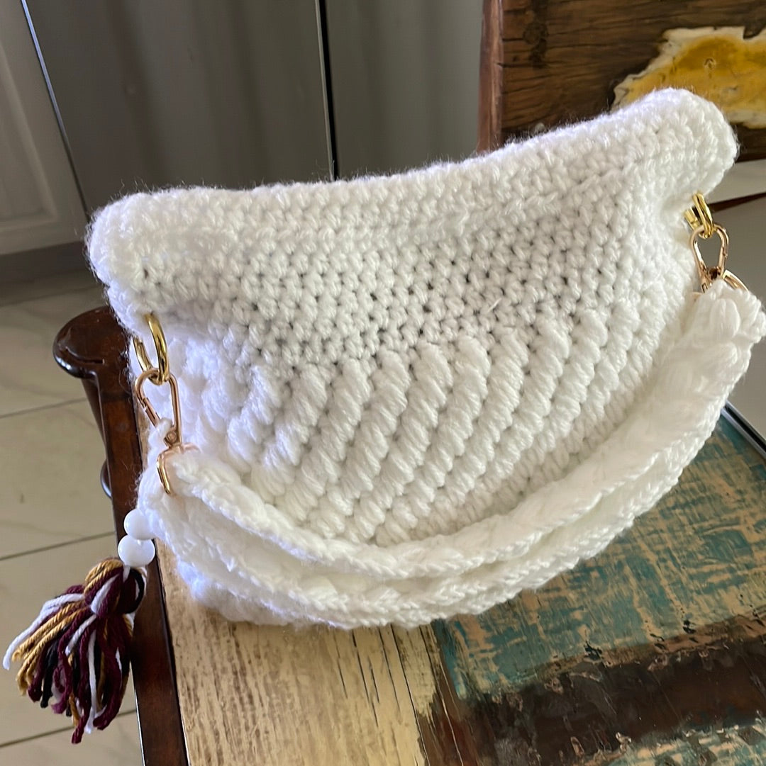 White Crochet Handbag