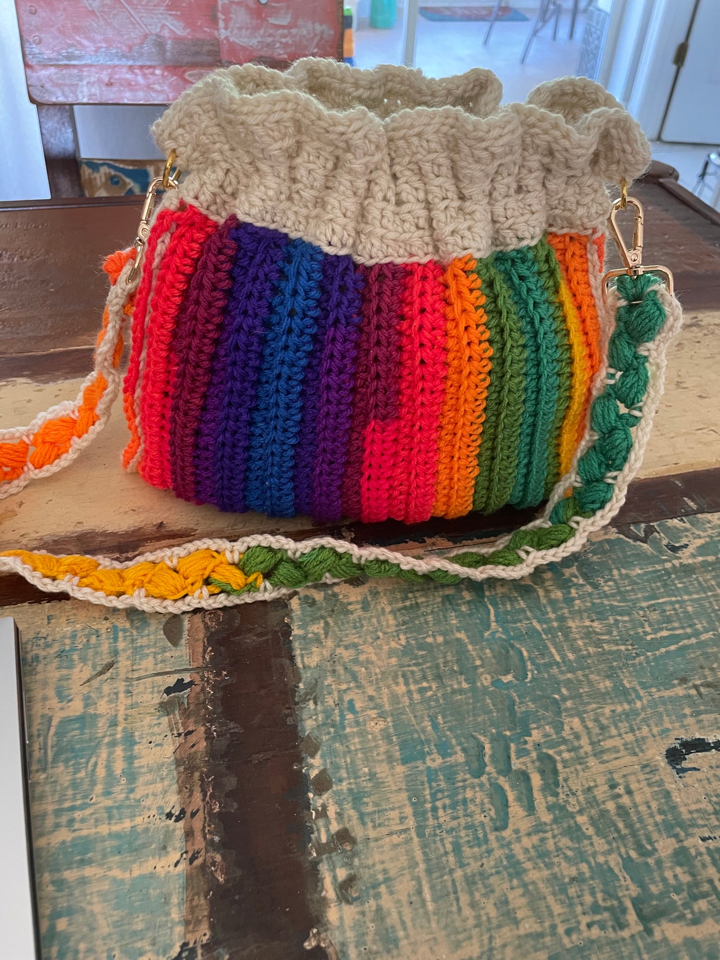 Rainbow Crochet Handbag