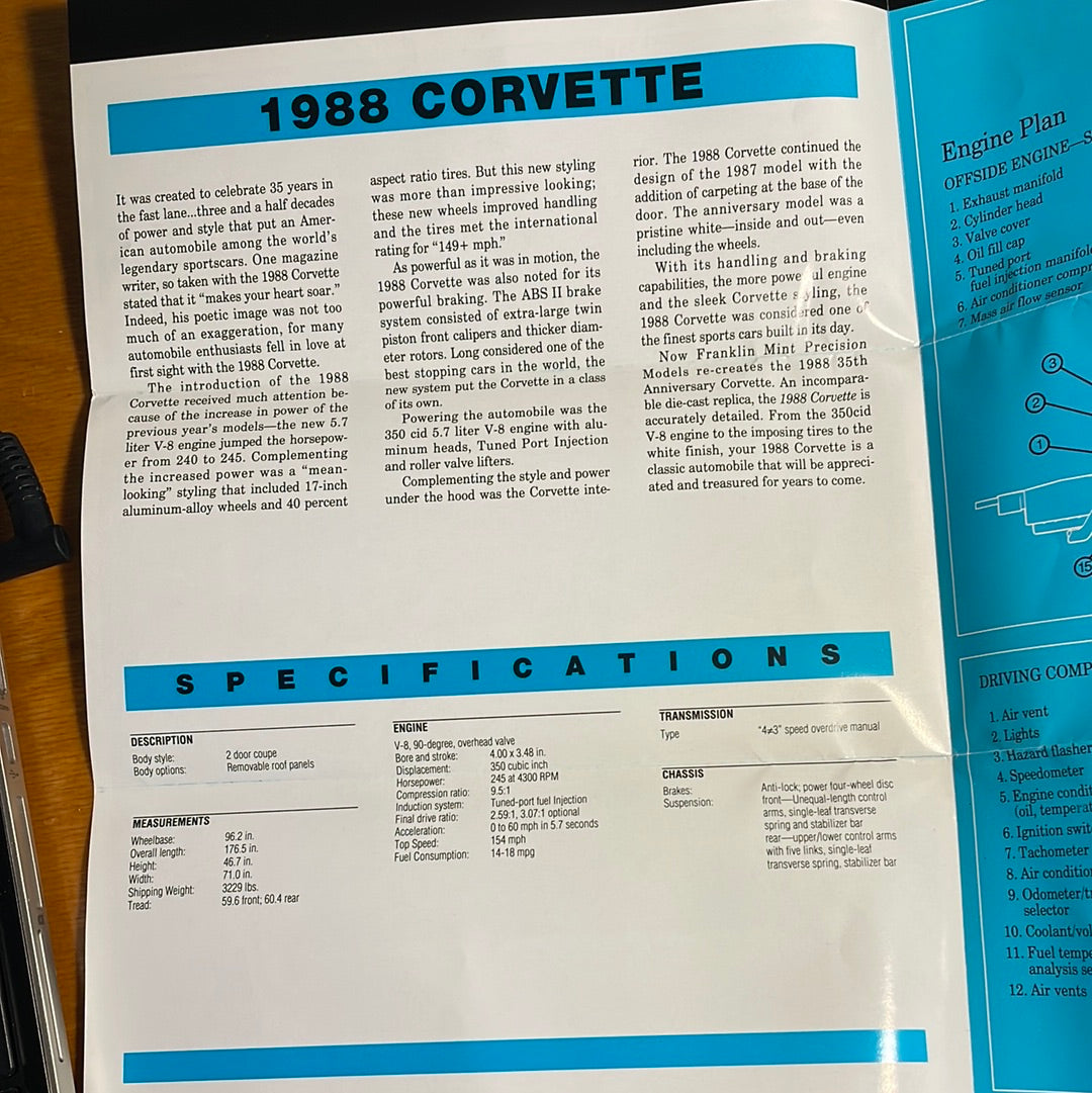 1988 Corvette - 1:24 Scale Die-Cast Replica