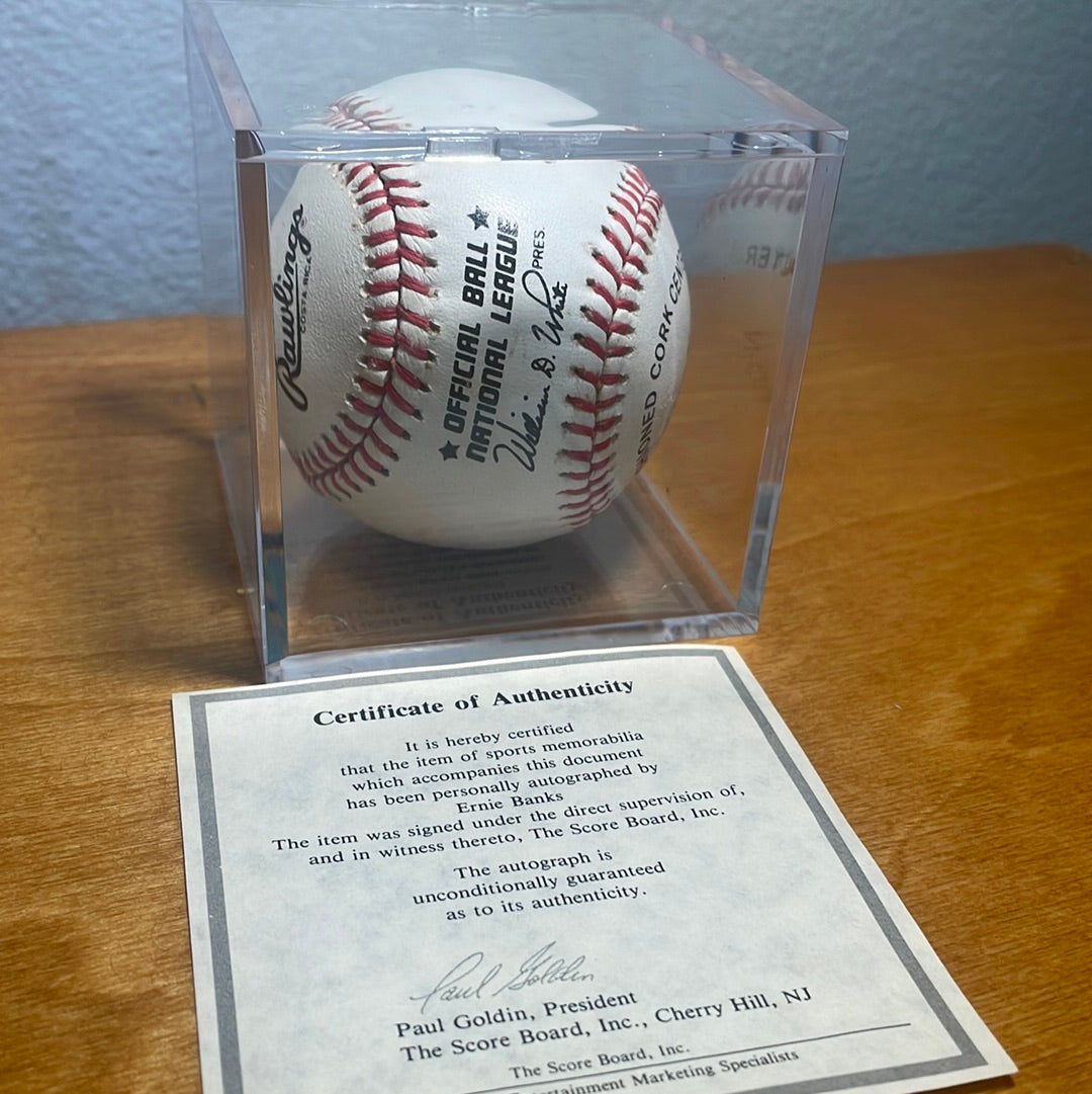 Ernie Banks Autographed Official National League Baseball