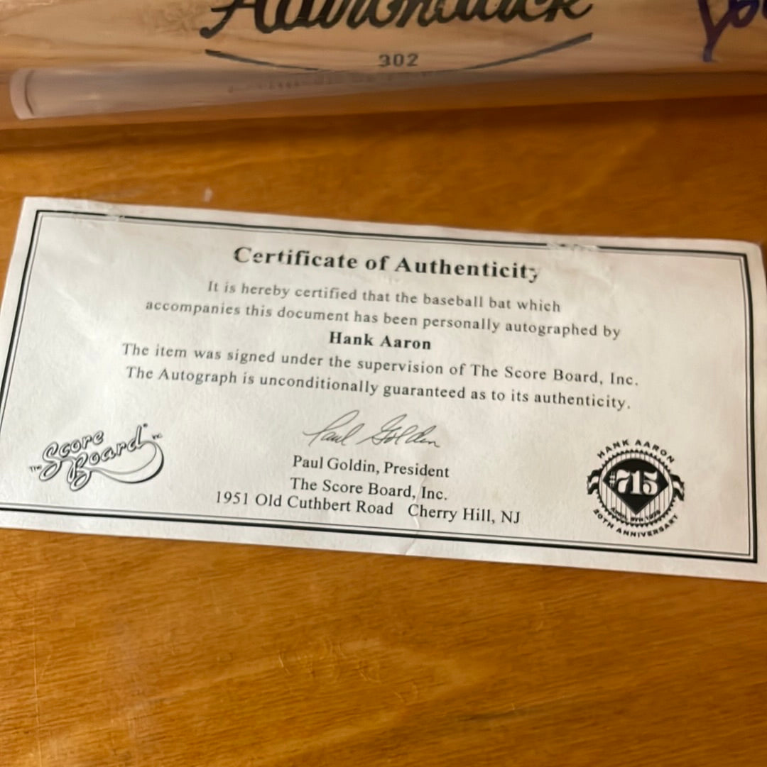 Hank Aaron Autograph Baseball Bat