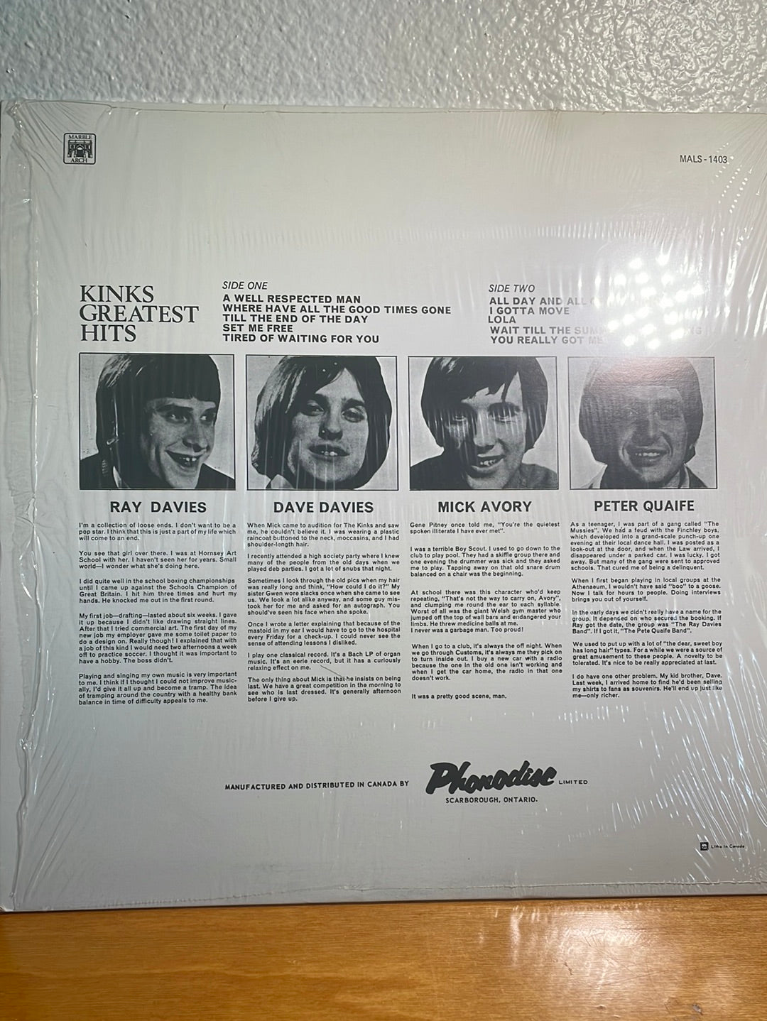 Kinks Greatest Hits Vinyl Record