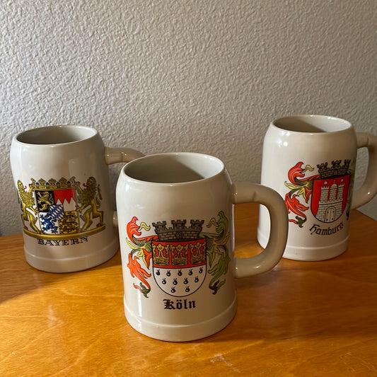 A Set Of Three Bayern, Koln and Hamburg - Stein Beer Mugs.