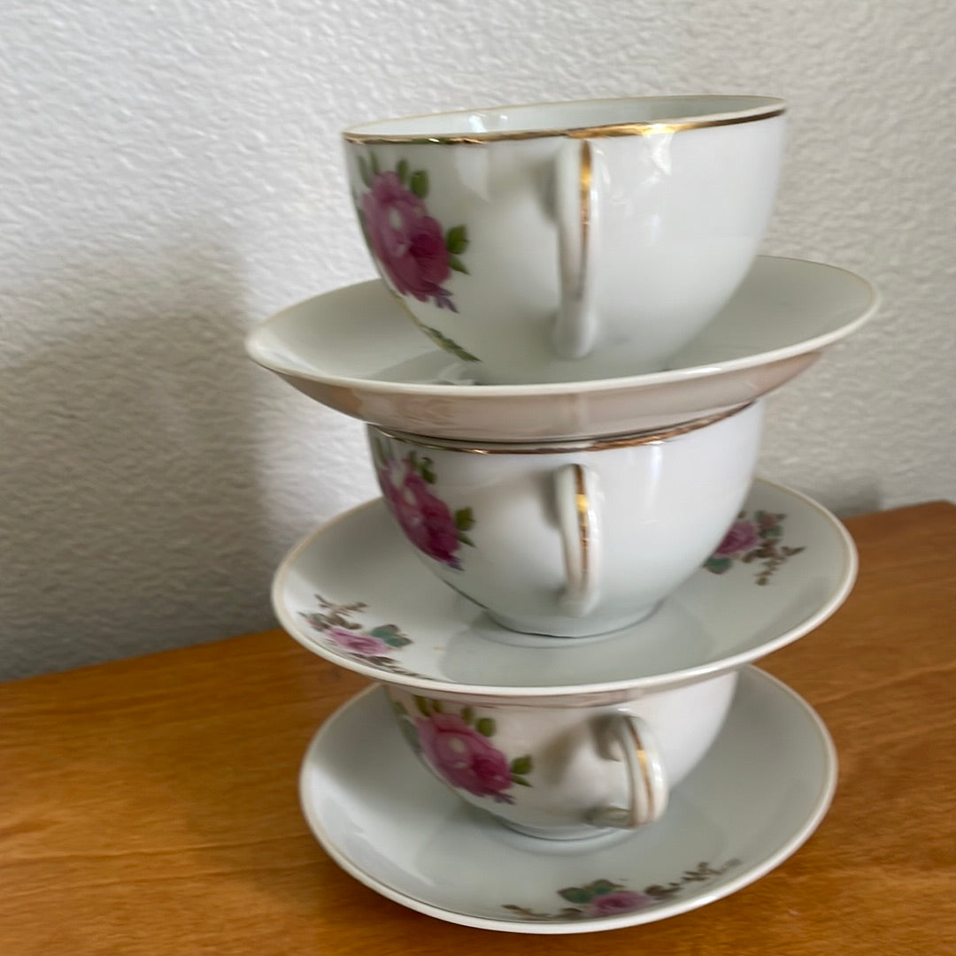 Floral Tea Cup & Saucer - Occupied Japan
